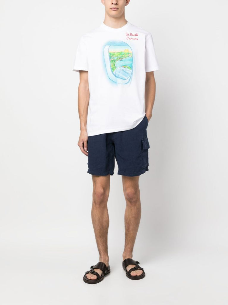 Blue Linen Deck Shorts