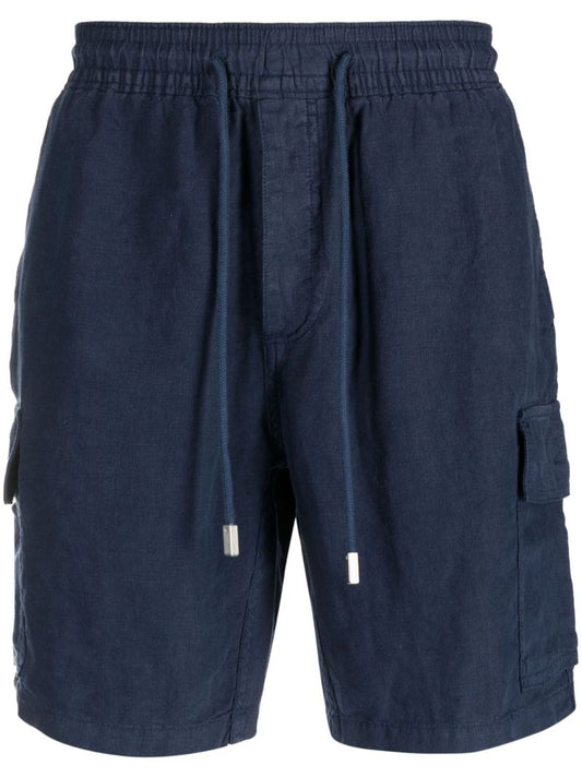 Blue Linen Deck Shorts