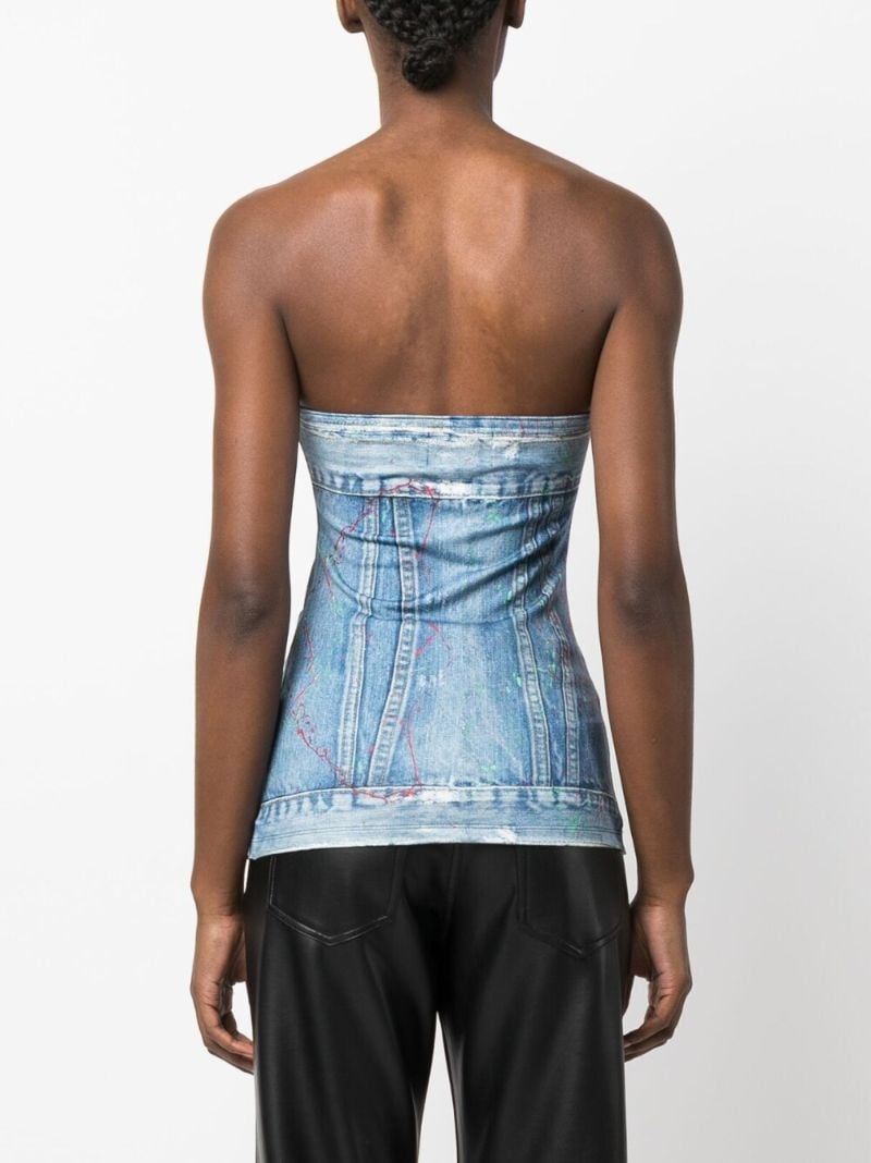 Blue Asymmetric Strapless Top