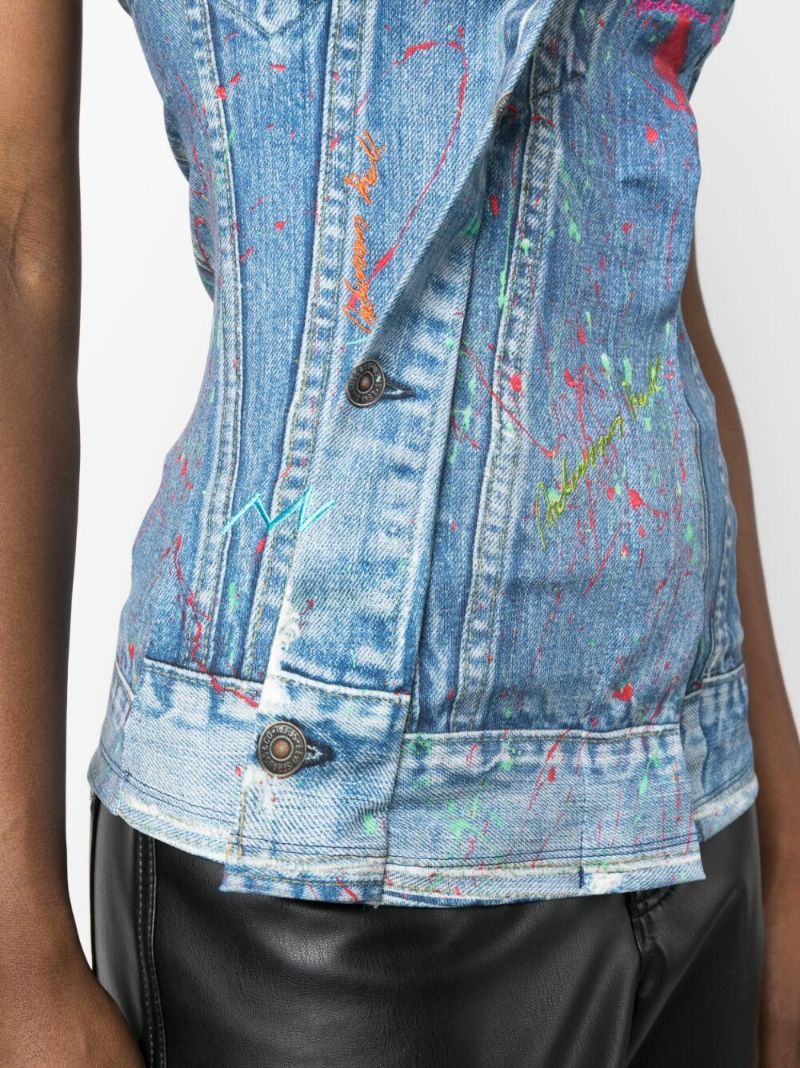 Blue Asymmetric Strapless Top