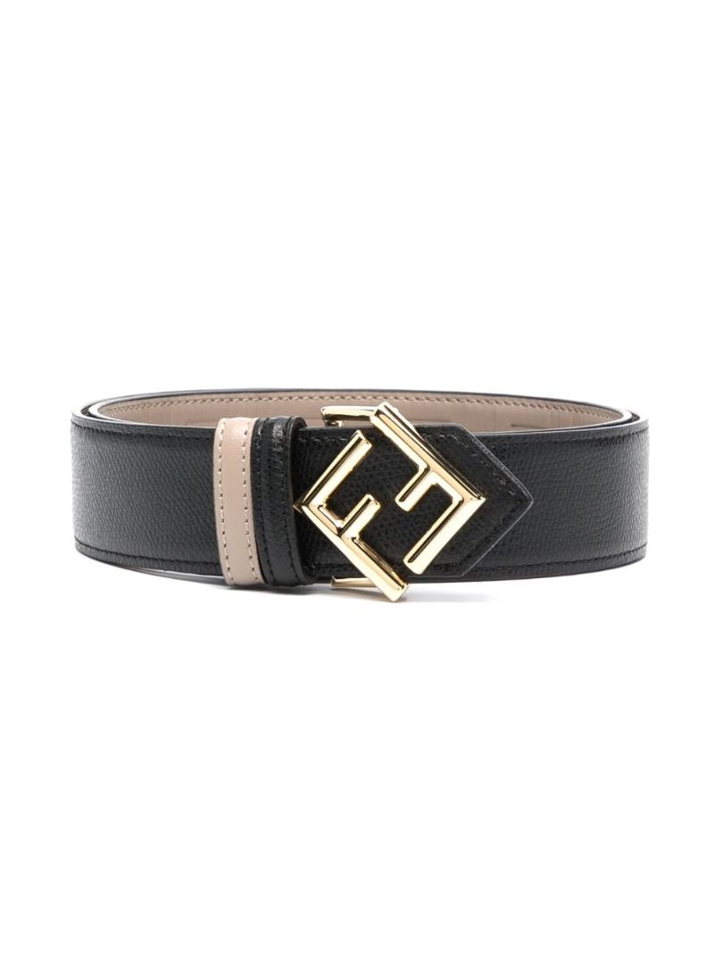 Black Logo Plaque Leather Belt