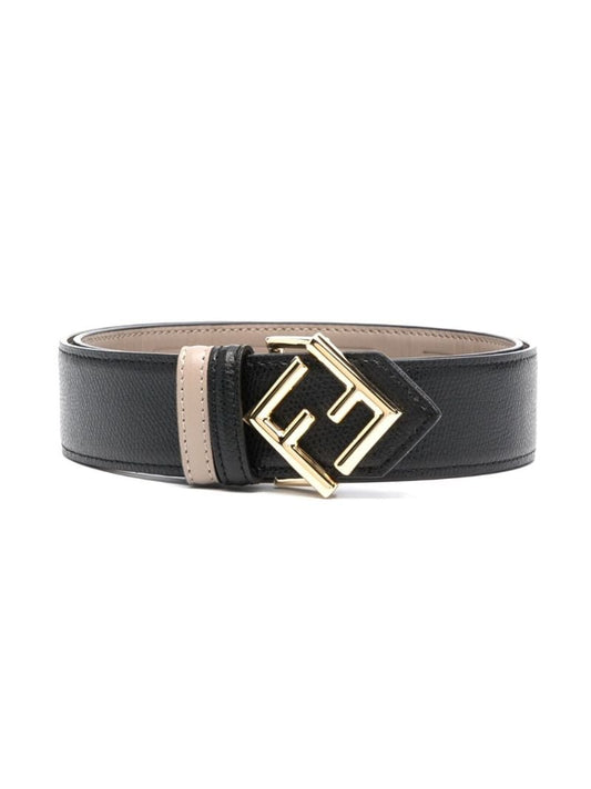 Black Logo Plaque Leather Belt
