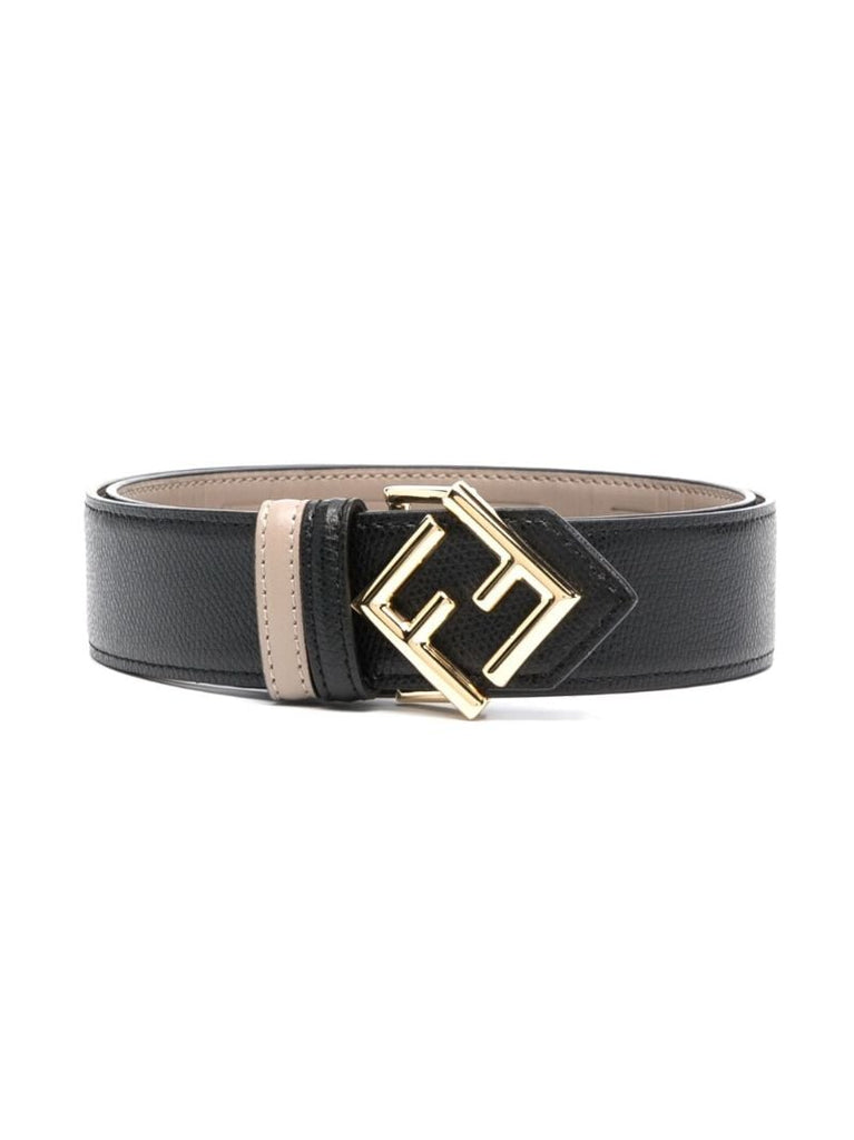 Black Logo Plaque Leather Belt