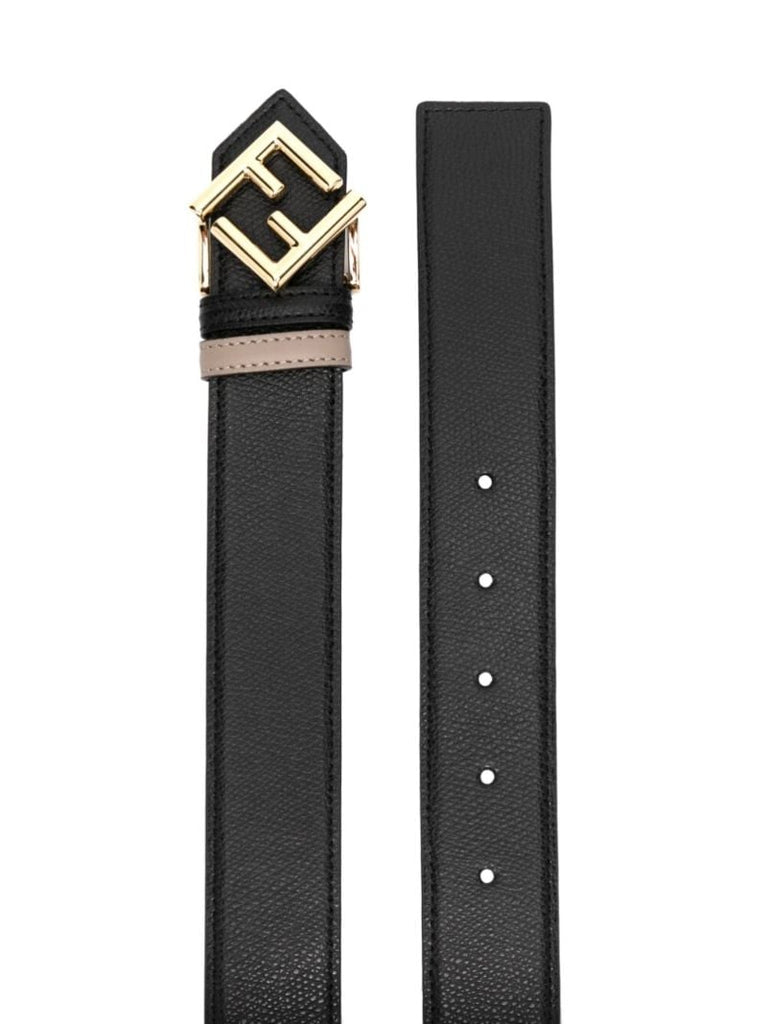 Black Logo Plaque Leather Belt