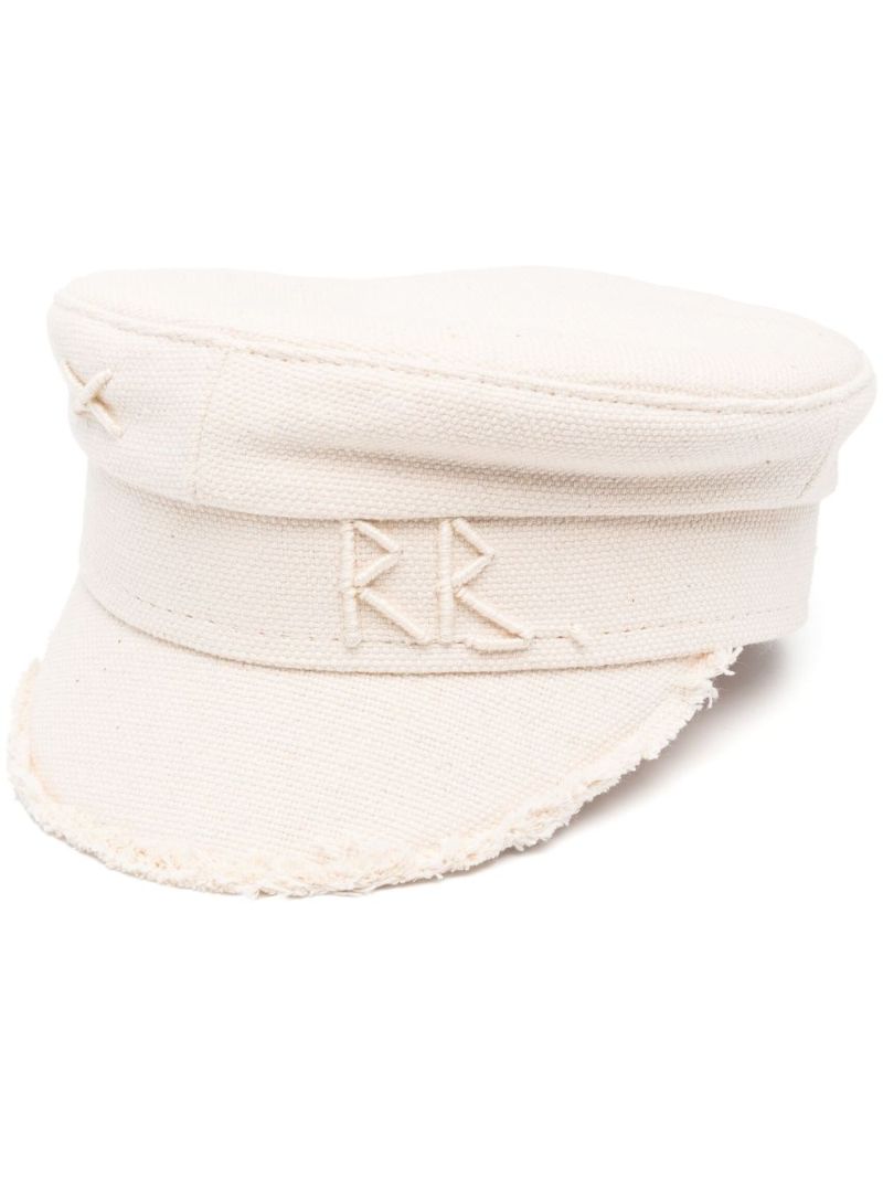 Embroidered-logo Paperboy Cap