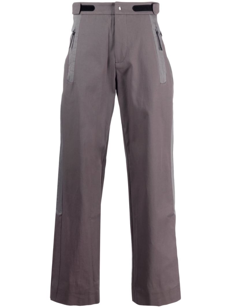 Grey Panelled Wide-leg Cotton Trousers