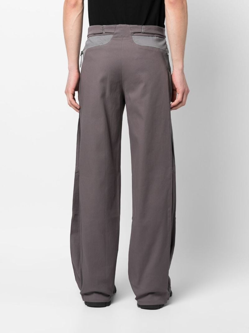 Grey Panelled Wide-leg Cotton Trousers