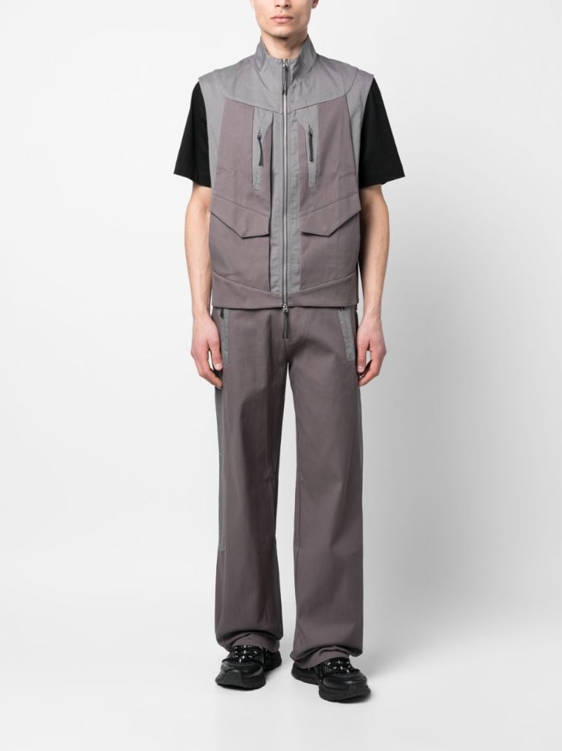Grey Panelled Wide-leg Cotton Trousers