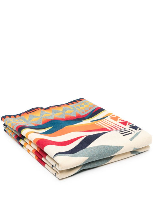 Multicolour Fire Legend-jacquard Wool Blanket