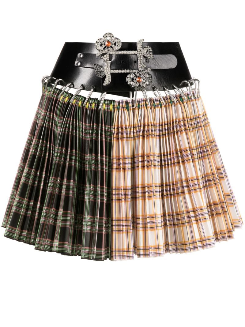 Orange Borovets Pleated Mini Skirt