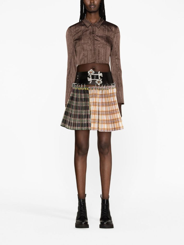 Orange Borovets Pleated Mini Skirt