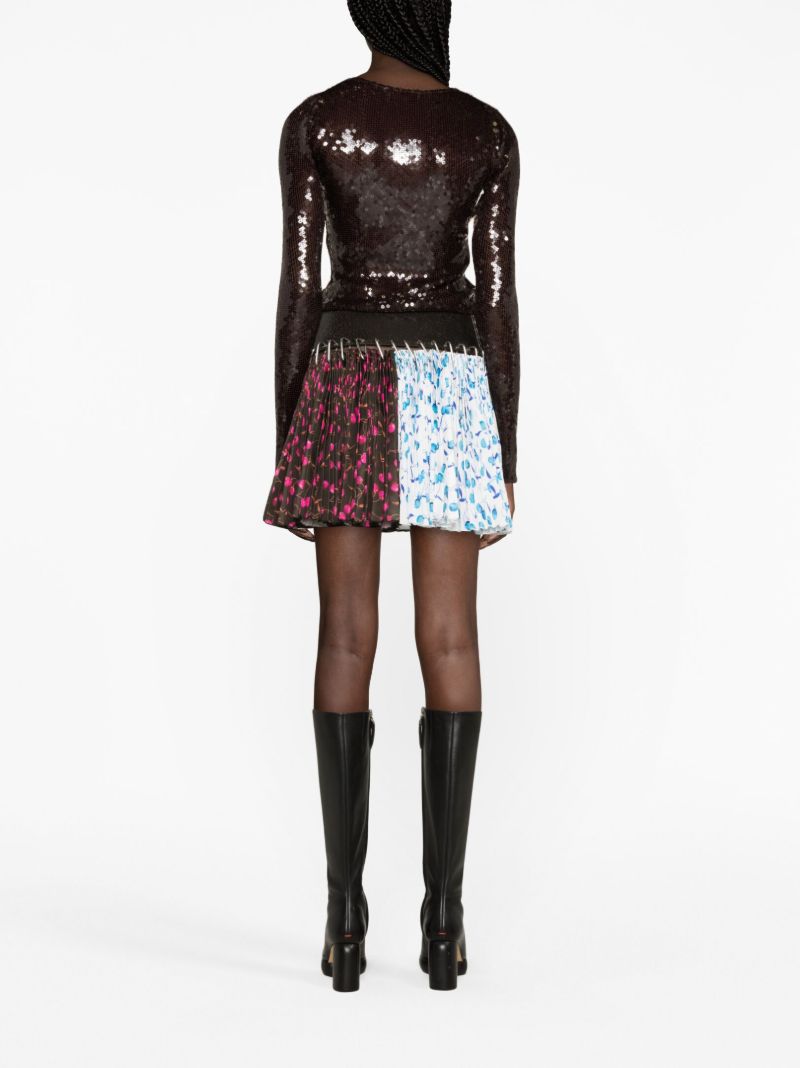 Brown Alpe D'huez Pleated Mini Skirt