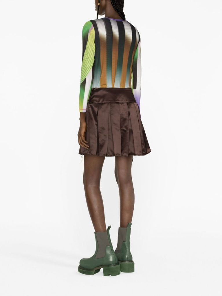 Brown Camber Pleated Mini Skirt