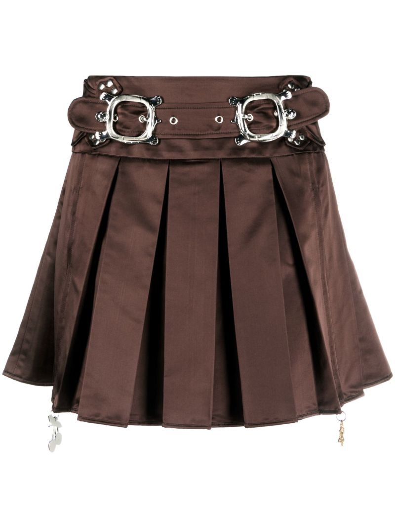 Brown Camber Pleated Mini Skirt