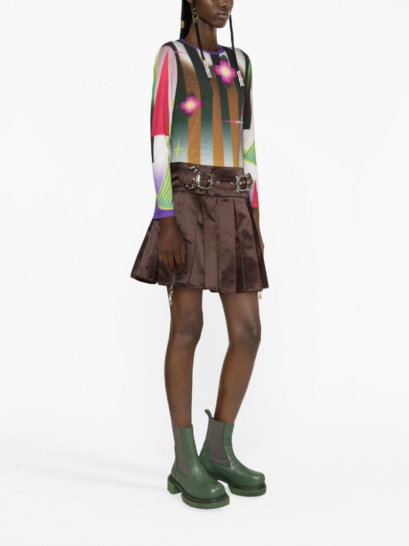 Brown Camber Pleated Mini Skirt