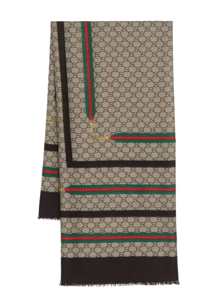 Beige Gg-motif Shawl Scarf