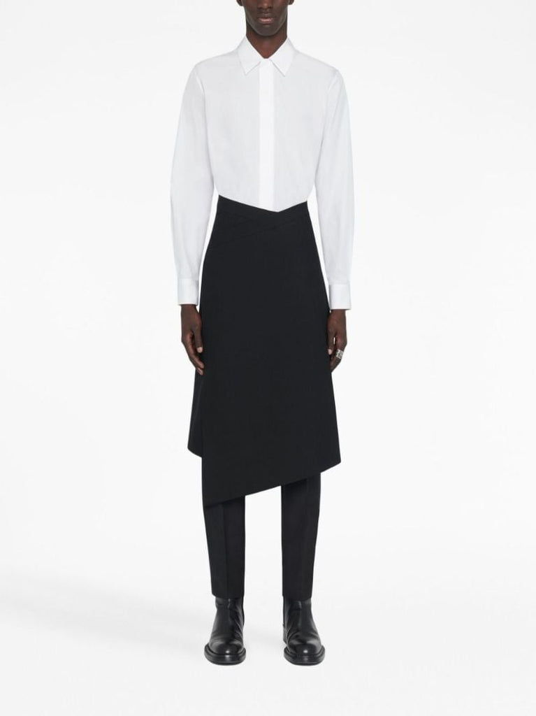 Black Asymmetric Wrap-effect Skirt