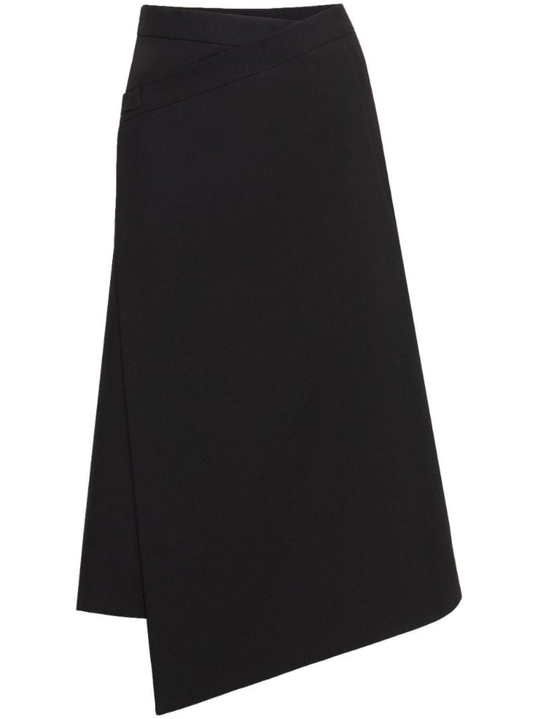 Black Asymmetric Wrap-effect Skirt