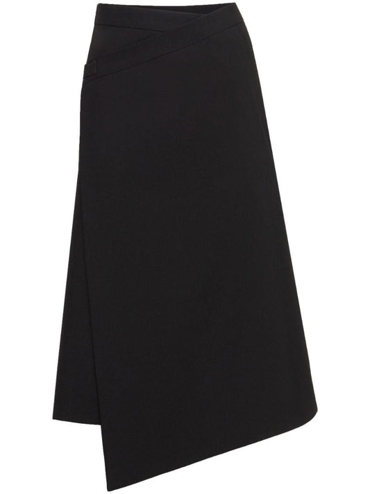 Black Asymmetric Wrap-effect Skirt