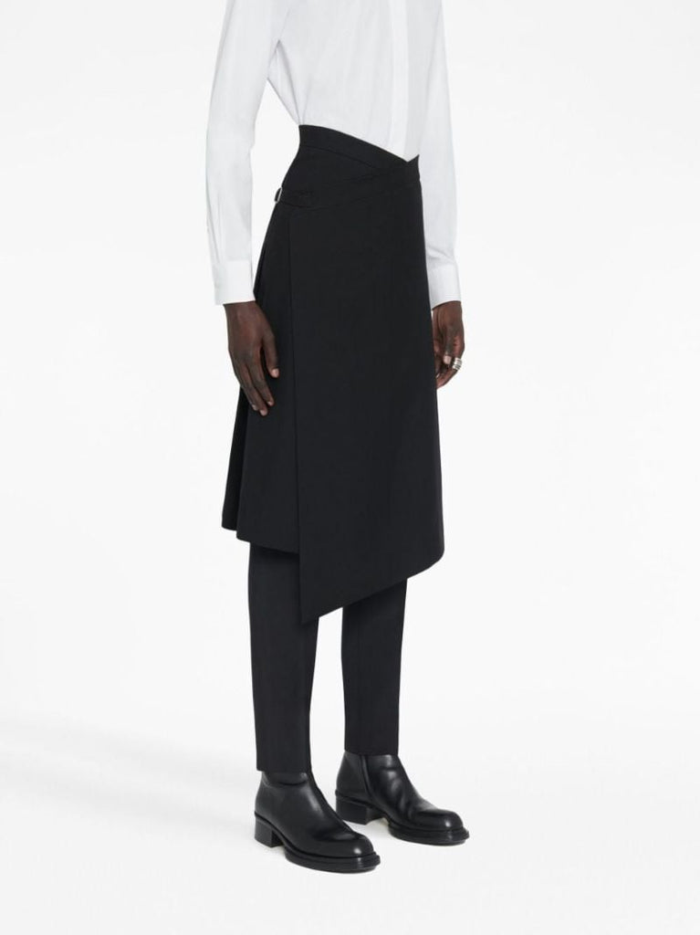 Black Asymmetric Wrap-effect Skirt