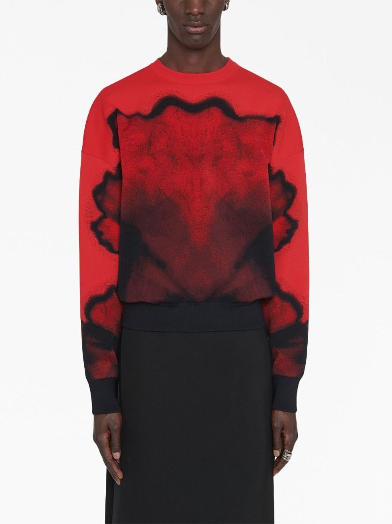 Red Ink Flower Sweater
