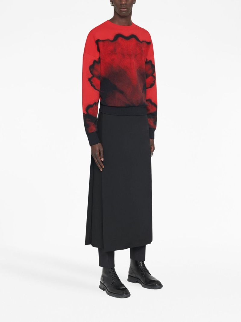 Red Ink Flower Sweater