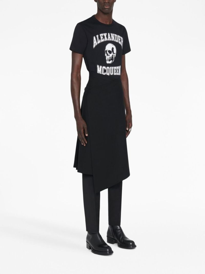 Black Cotton Skull Print T-shirt