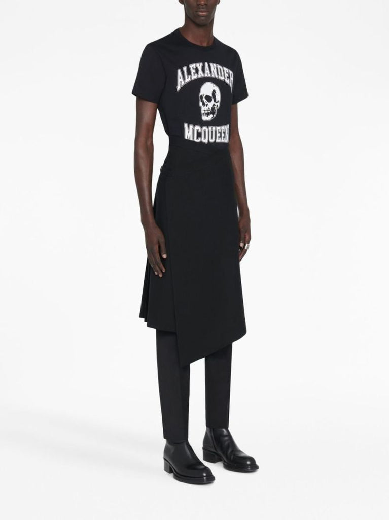 Black Cotton Skull Print T-shirt