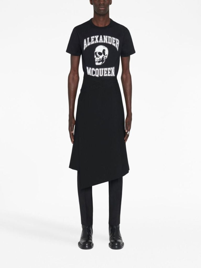 Black Cotton Skull Print T-shirt