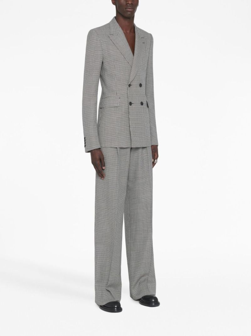Black Double Breasted Houndstooth Blazer