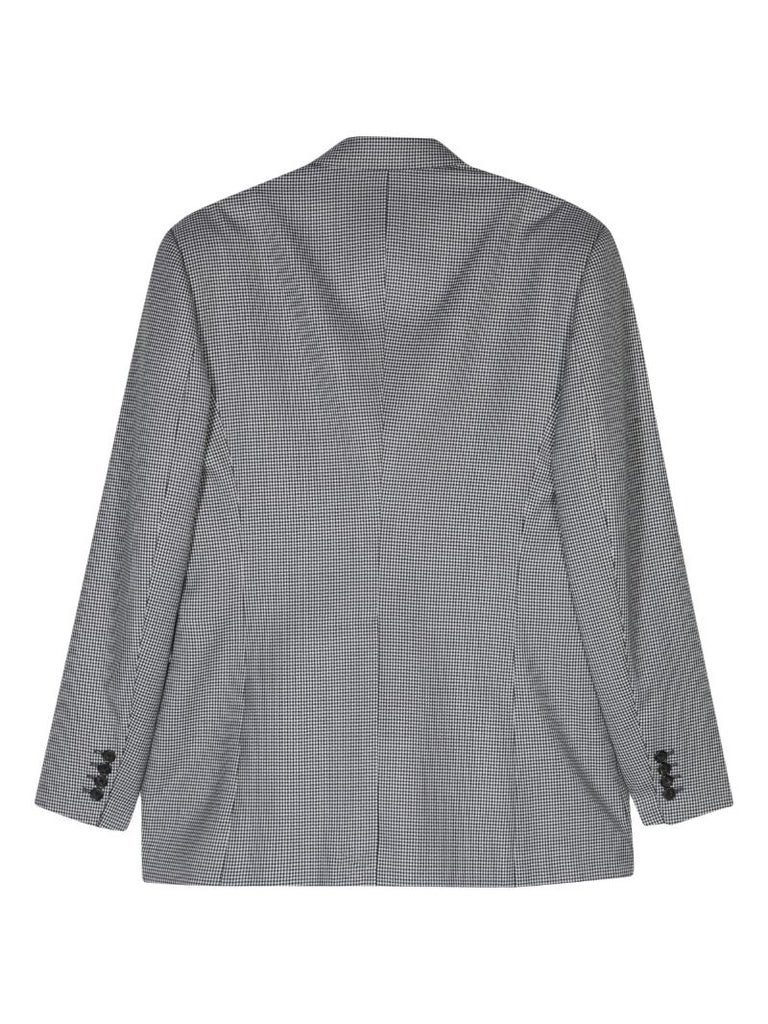 Black Double Breasted Houndstooth Blazer