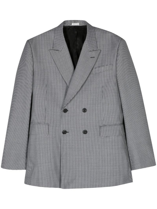 Black Double Breasted Houndstooth Blazer