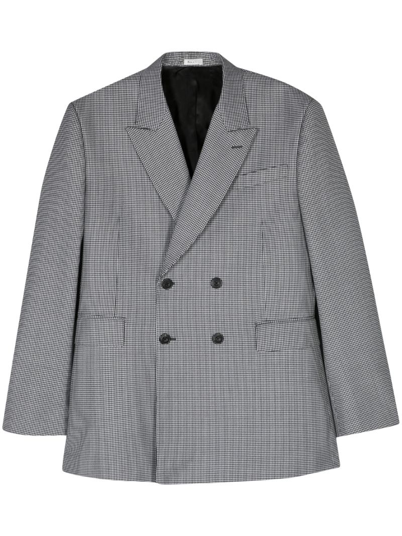 Black Double Breasted Houndstooth Blazer