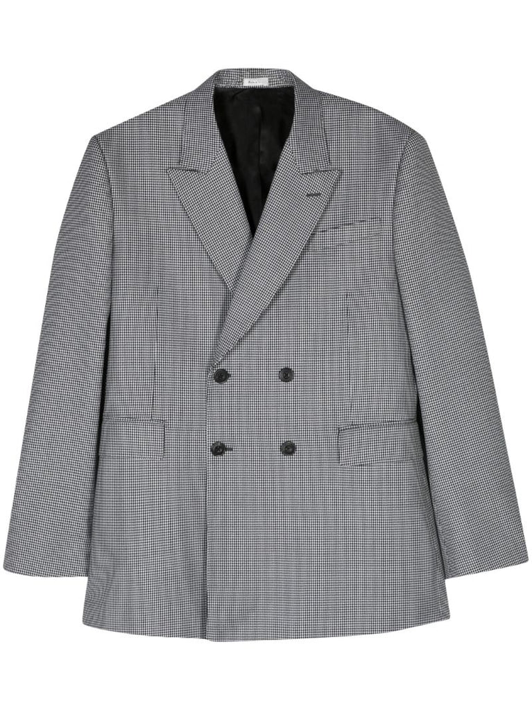 Black Double Breasted Houndstooth Blazer