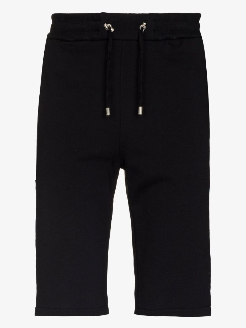 Logo Flocked Cotton Track Shorts