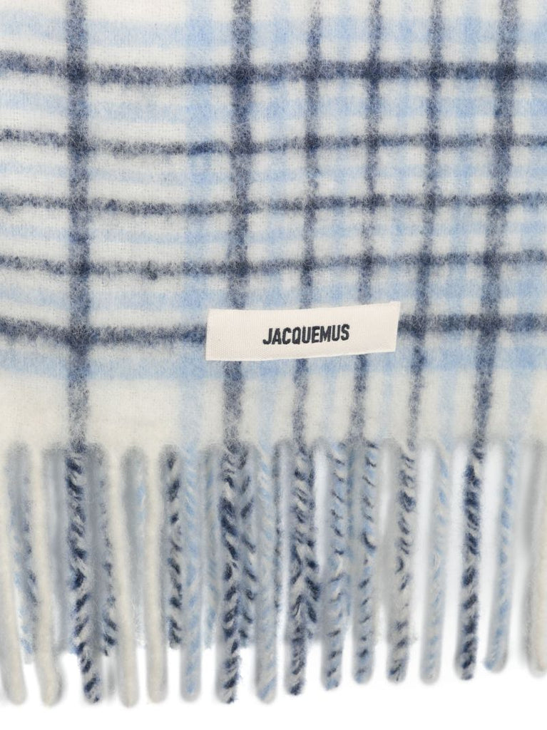 White Carro Check-jacquard Scarf