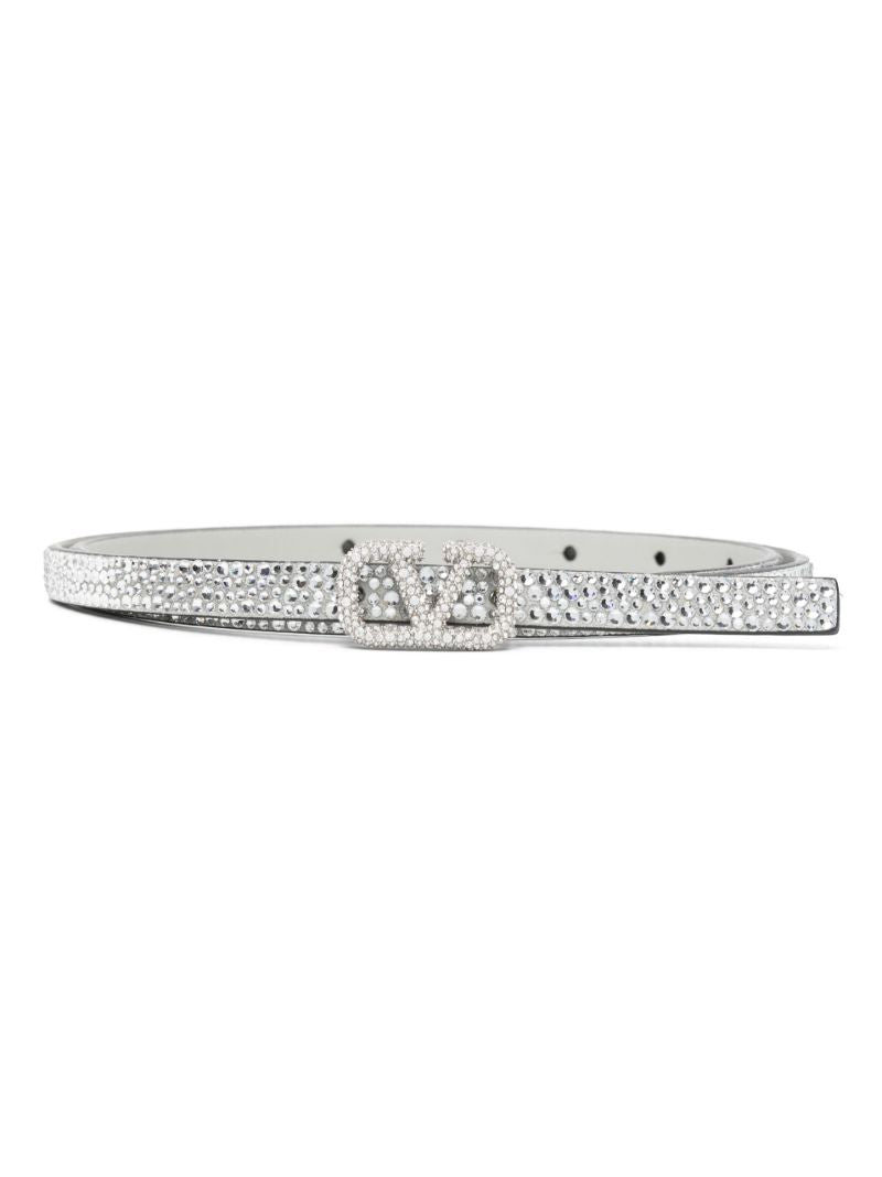 Silver Vlogo Signature Rhinestone Belt