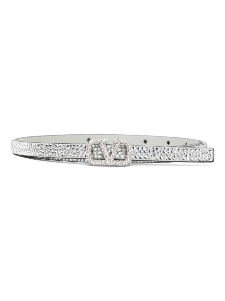 Silver Vlogo Signature Rhinestone Belt