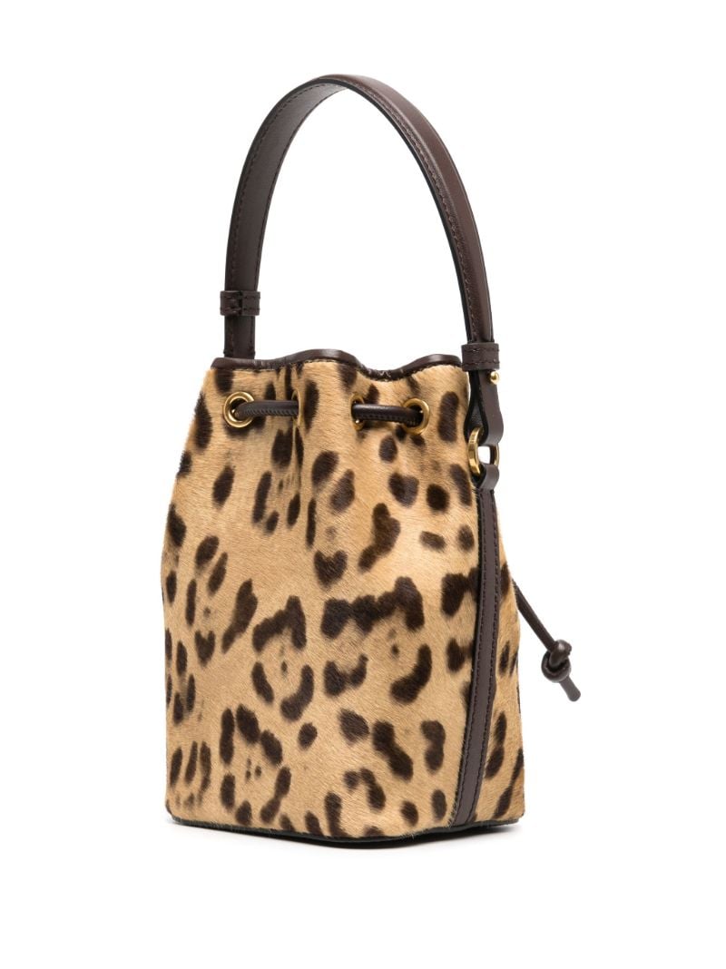 Brown Vlogo Signature Leopard-print Mini Bucket Bag