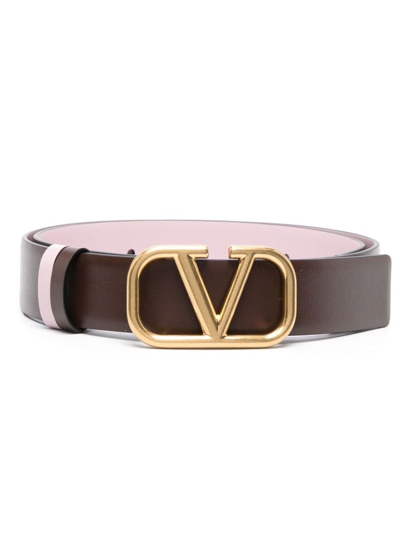 Brown Vlogo Signature Reversible Leather Belt