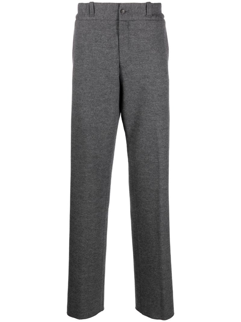 Grey Wool Straight-leg Trousers