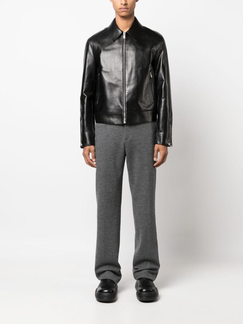 Grey Wool Straight-leg Trousers