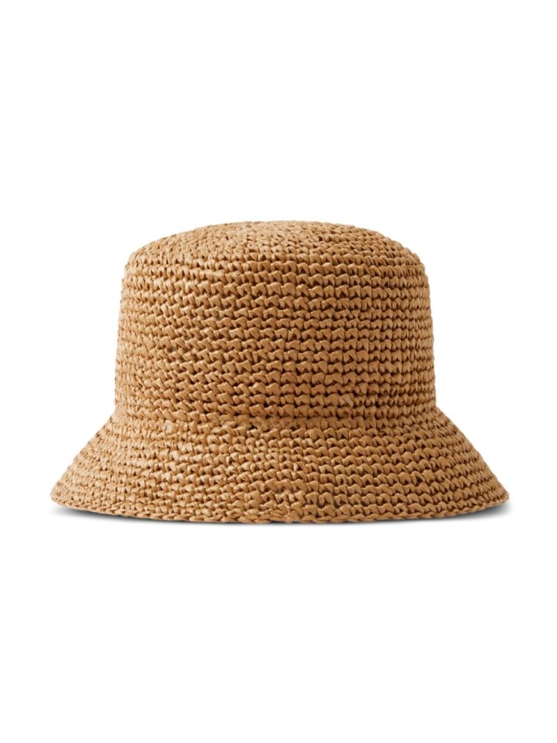 Neutral Monogram Raffia Bucket Hat