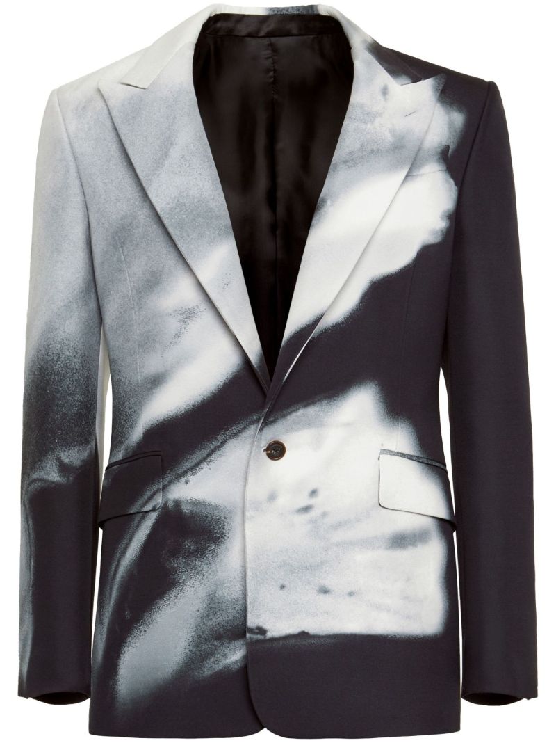 Black Luminous Flower Single-breasted Blazer