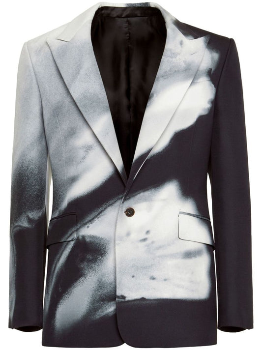 Black Luminous Flower Single-breasted Blazer