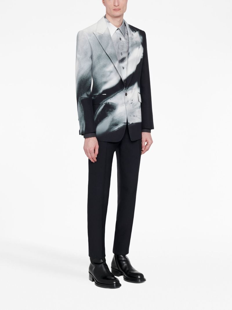 Black Luminous Flower Single-breasted Blazer