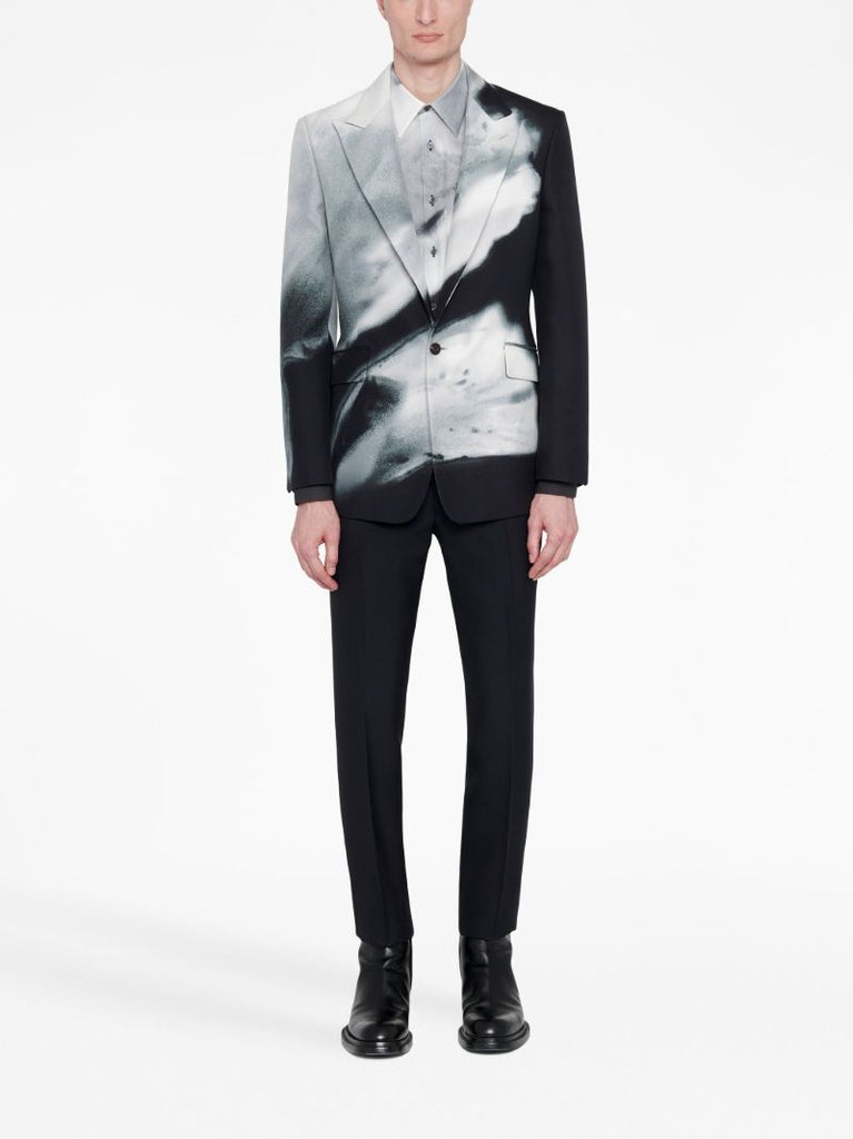 Black Luminous Flower Single-breasted Blazer