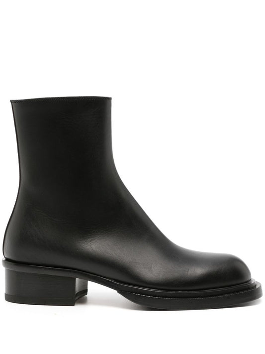 Black Cuban Stack Leather Boots