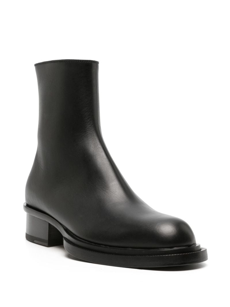 Black Cuban Stack Leather Boots