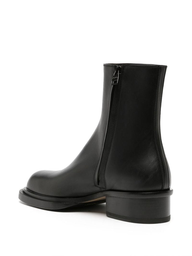 Black Cuban Stack Leather Boots